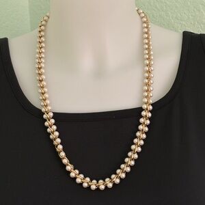Vintage Napier Gold and Cream Pearl Station Necklace